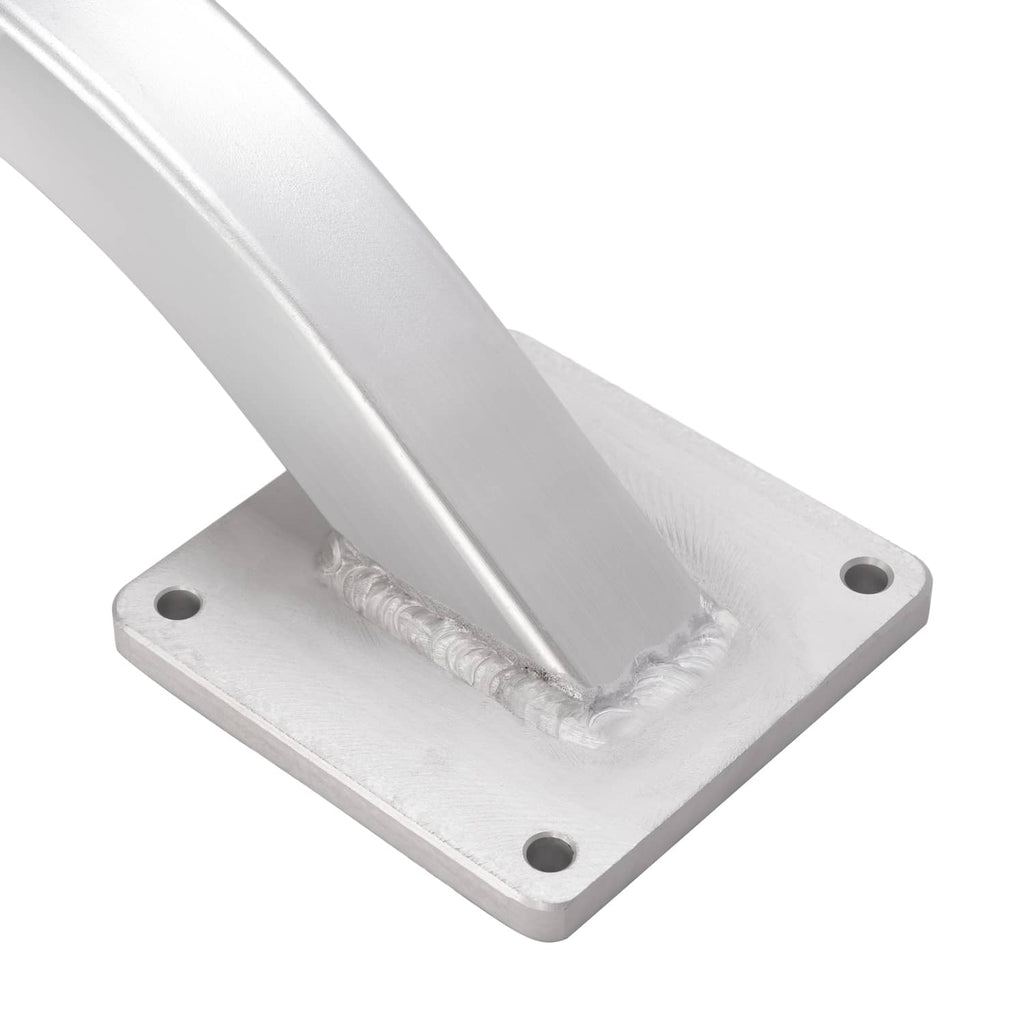 Trolling motor bracket base plate with four bolt holes and welded painted silver arm
