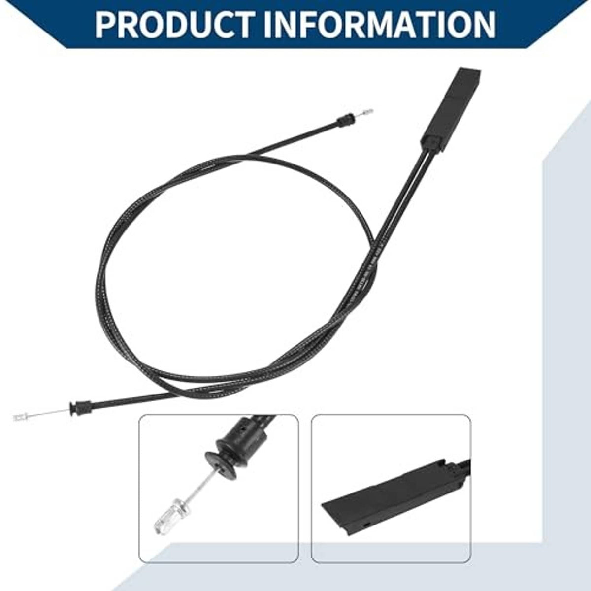 Black hood release cable kit with braided cable, connector, and lever housing
