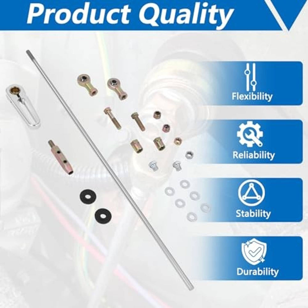 Transmission shift linkage kit parts with 21 in rod, bushings, and washers
