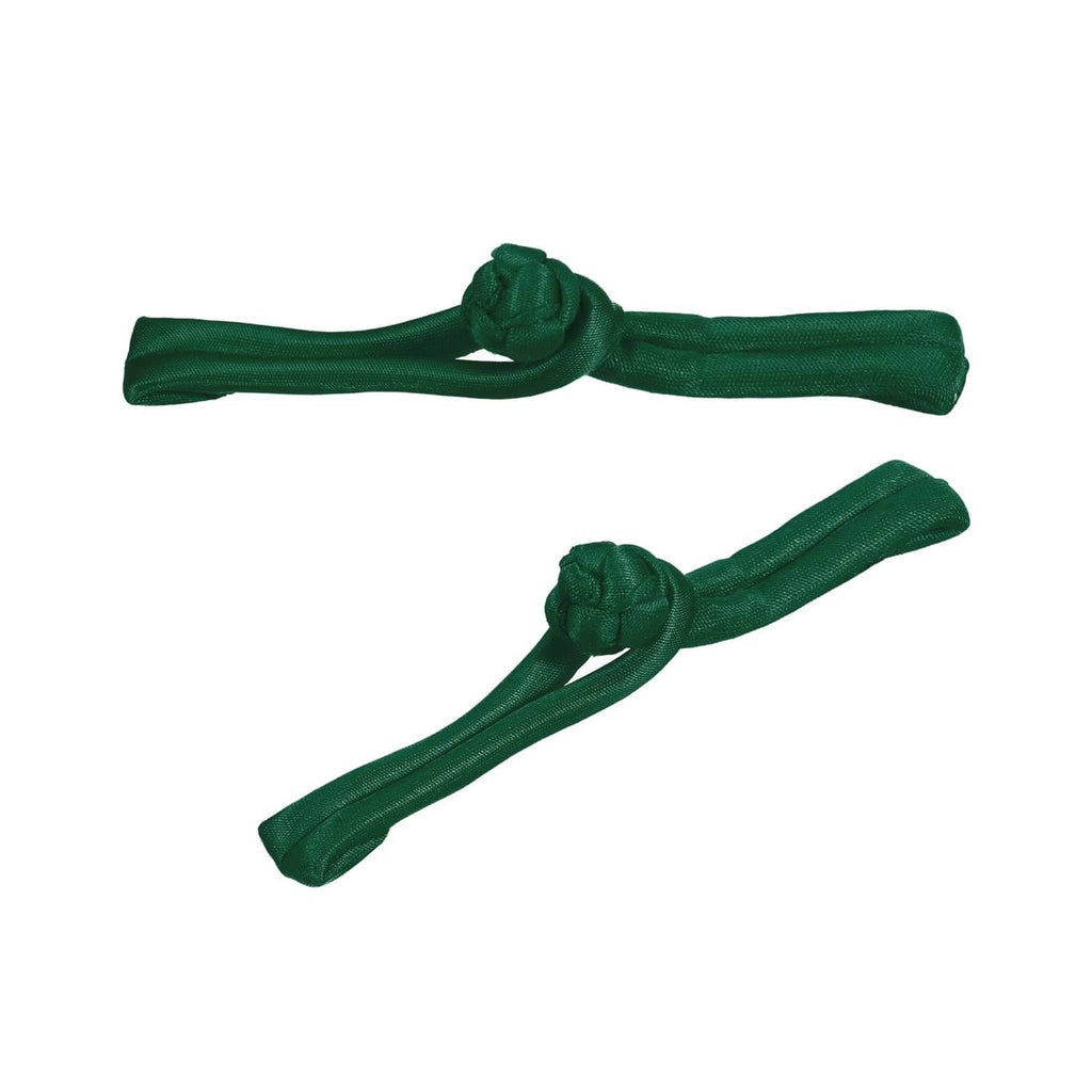 Pair of dark green Chinese knot frog buttons, two closures with tied centers