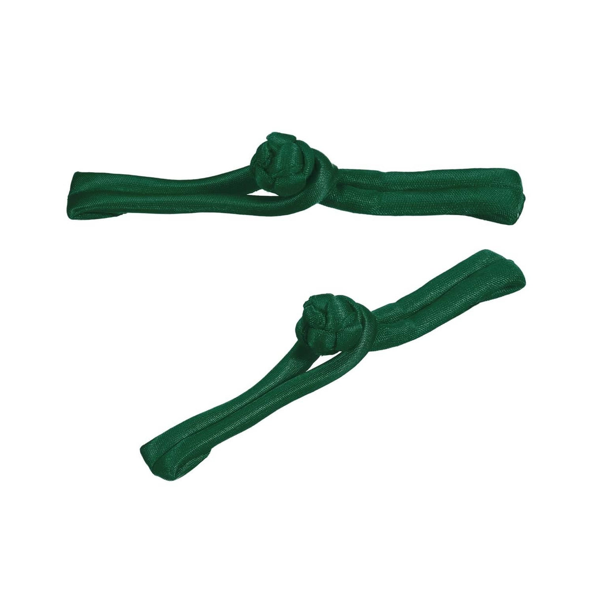 Pair of dark green Chinese knot frog buttons, two closures with tied centers
