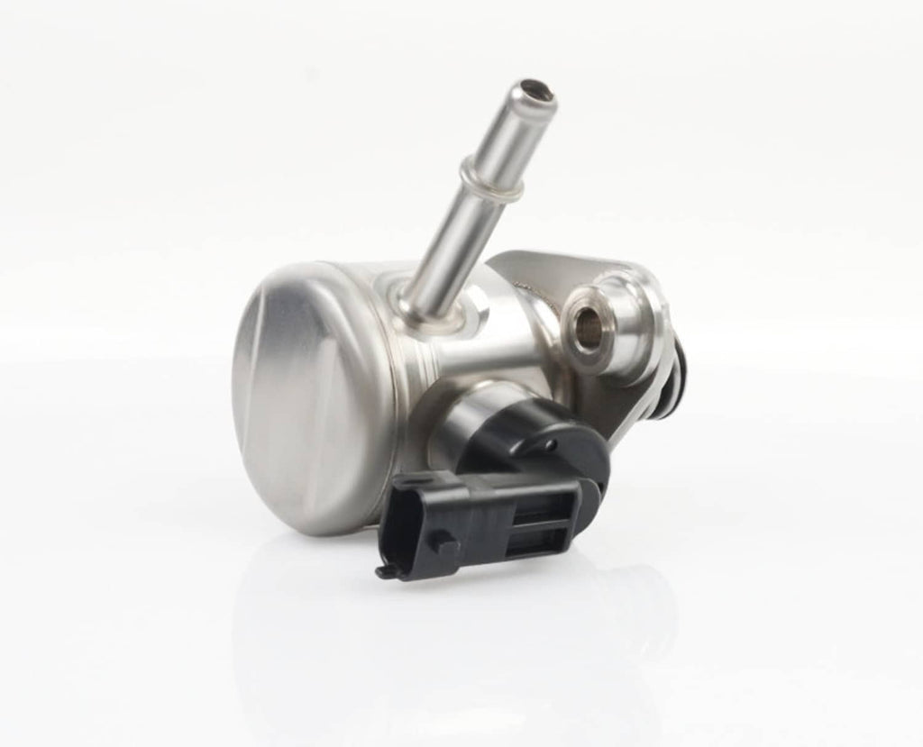 High pressure fuel pump with cylindrical housing and black electrical connector