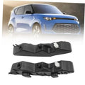 Black bumper bracket pieces with mounting tabs and blue SUV front end