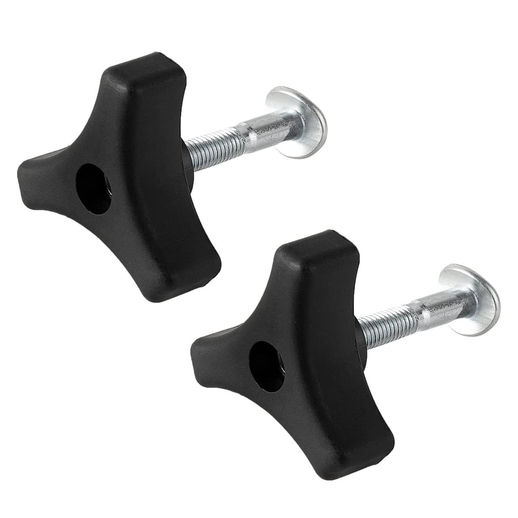 Black triangular lawn mower handle knob set with silver bolt and nut pieces