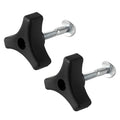 Black triangular lawn mower handle knob set with silver bolt and nut pieces