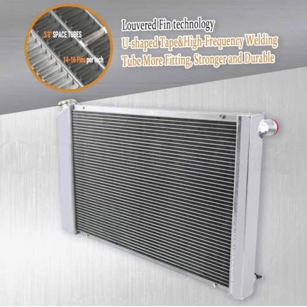Louvered aluminum radiator with high-frequency welded tubes and side connections