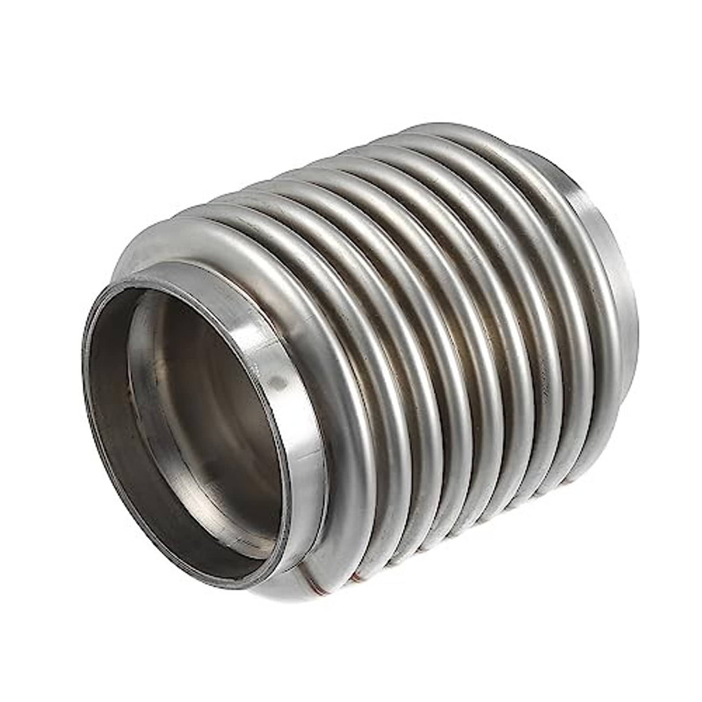 Stainless steel exhaust flex connector pipe with coiled bellows and flared mounting end
