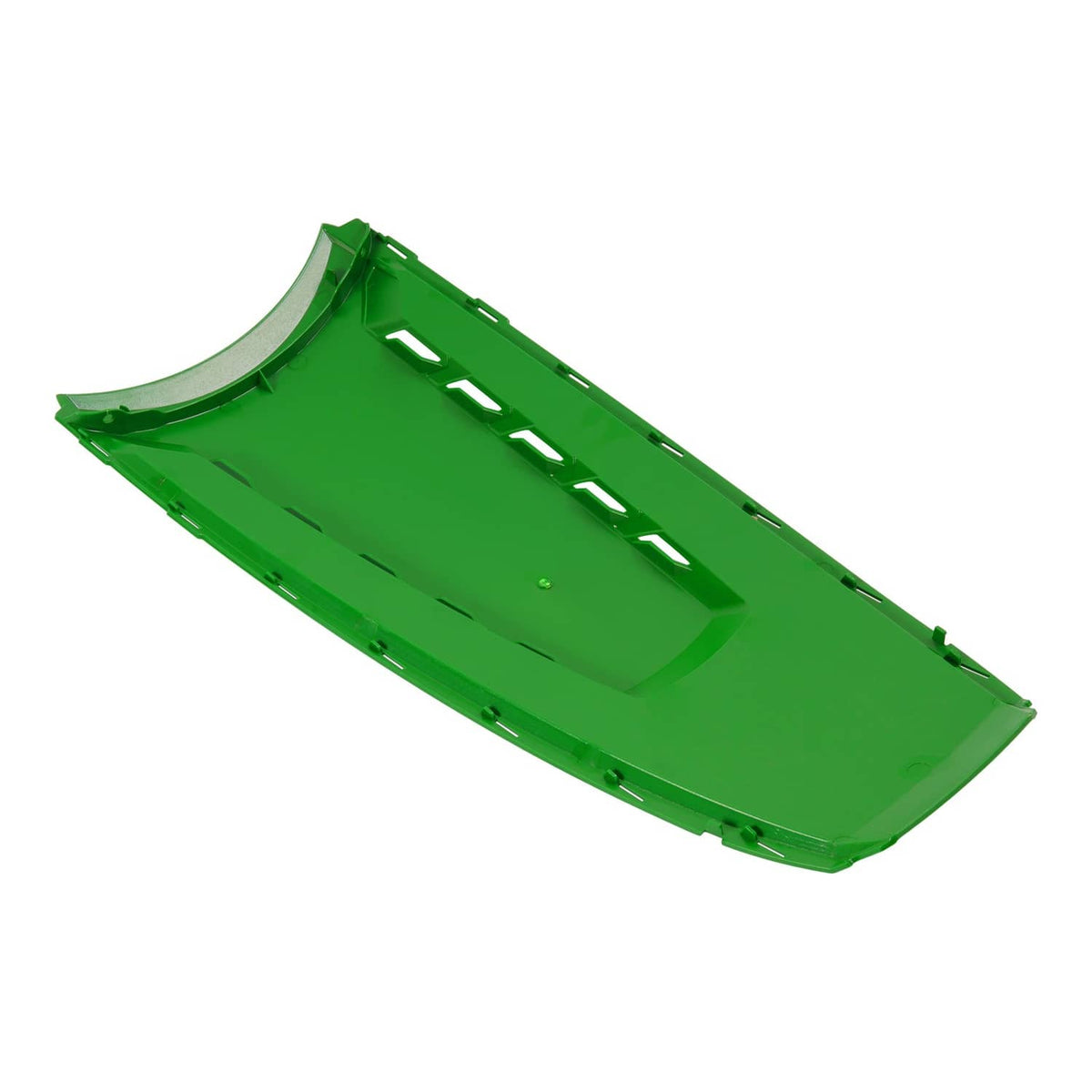 John Deere green hood panel with rectangular vent slots and mounting holes