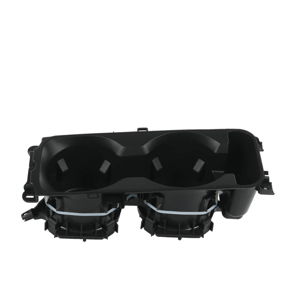 Black center console double cup holder insert with two openings