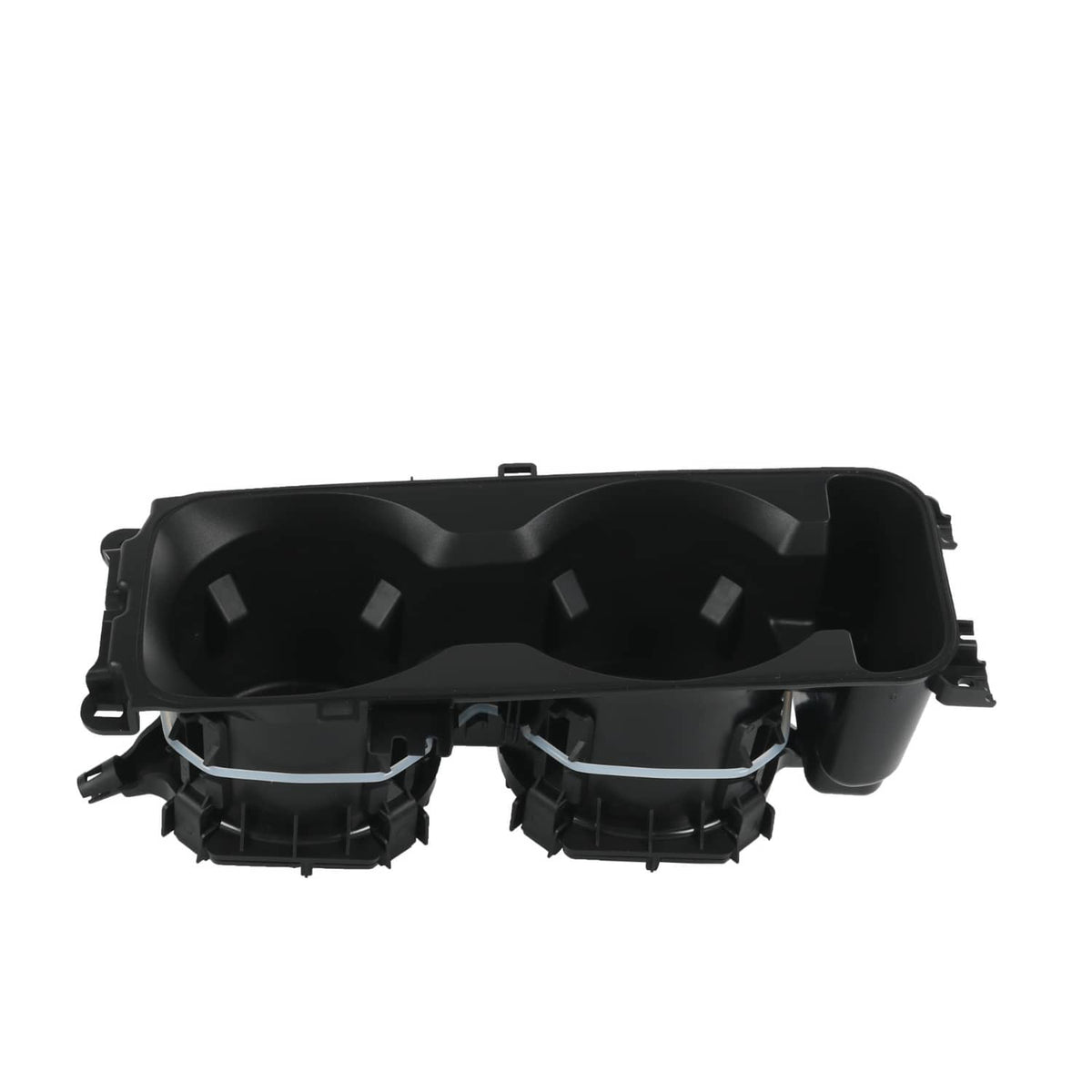 Black center console double cup holder insert with two openings