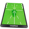 Green golf hitting mat with white swing-path guide lines and CHAMPKEY logo on black edge