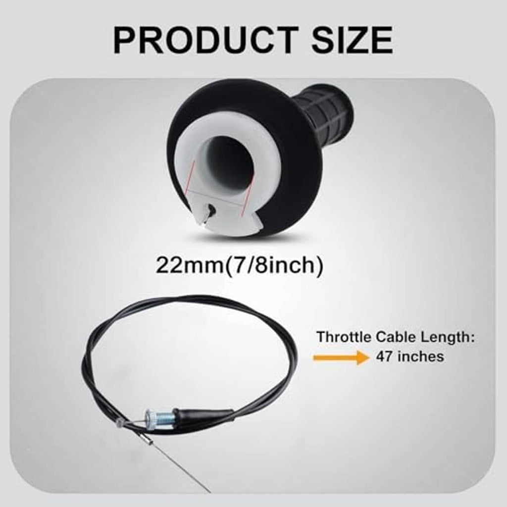 Throttle cable with black throttle tube housing and looped cable with metal end