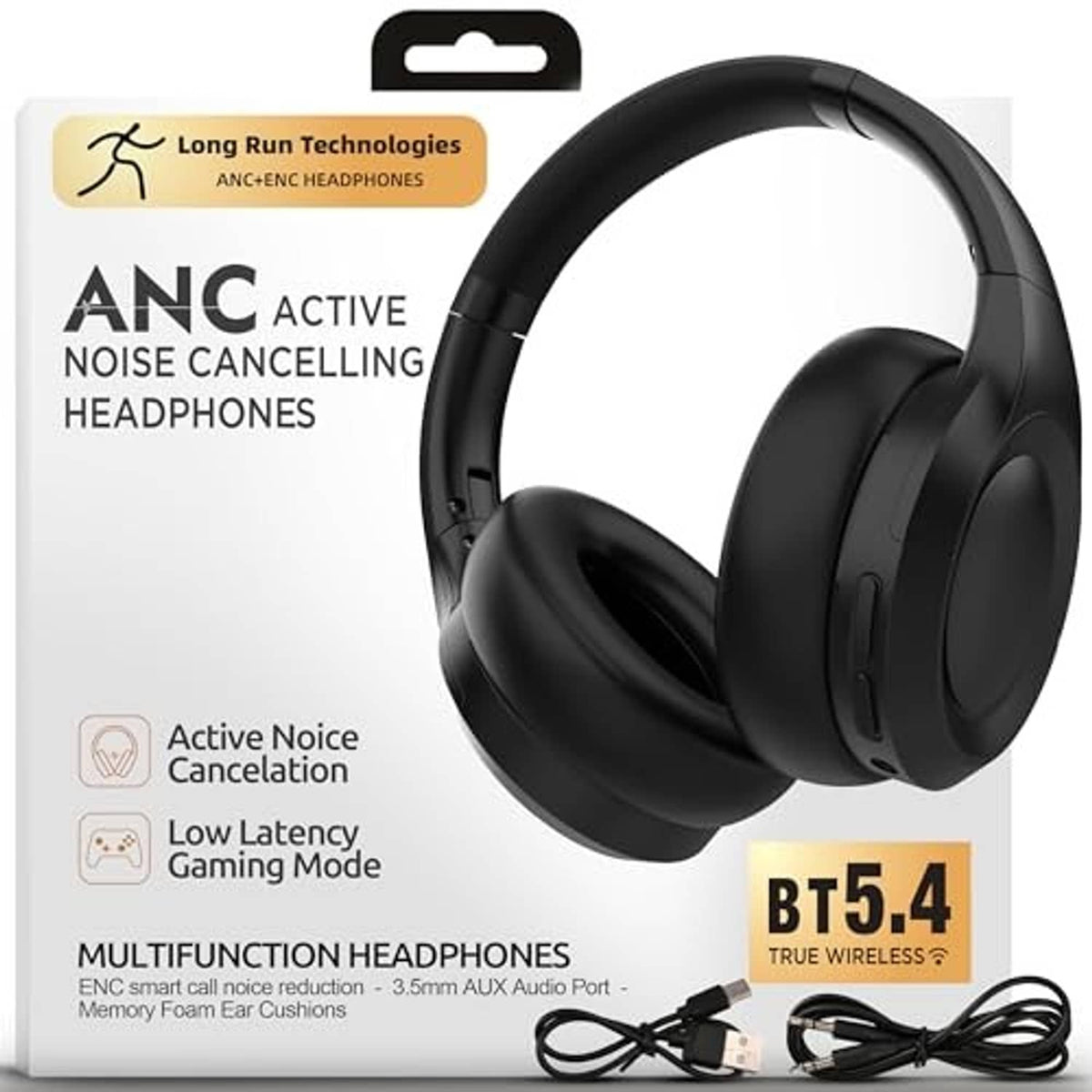 Black over-ear noise-cancelling headphones with curved headband and cushioned pads