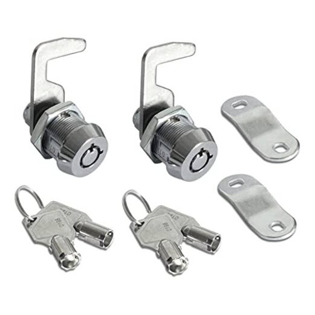 Toolbox tubular cam locks, keyed alike, with two lock cylinders and cam hooks