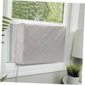 Light gray quilted window air conditioner cover with rectangular front panel