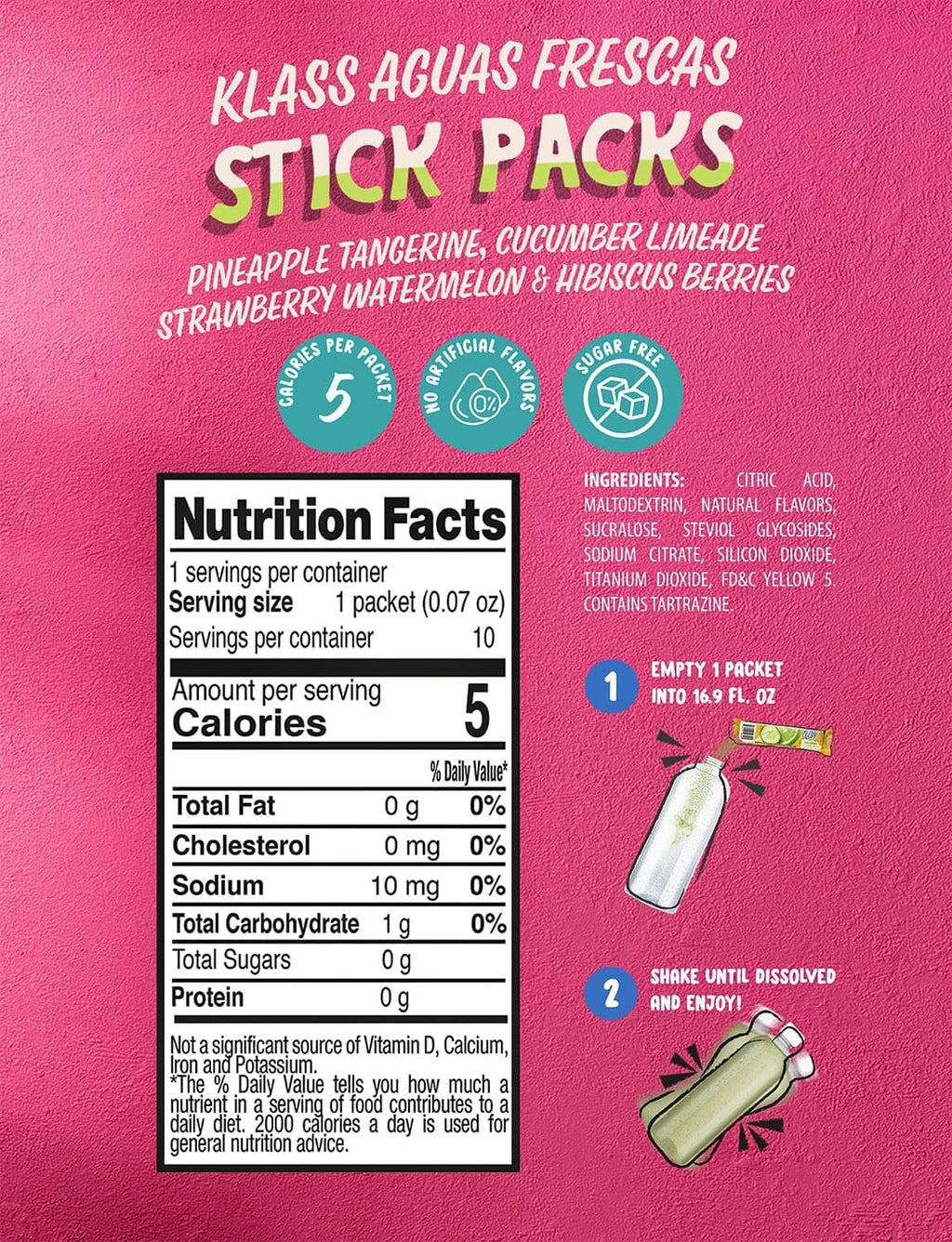 Klass aguas frescas stick pack nutrition facts and preparation instructions