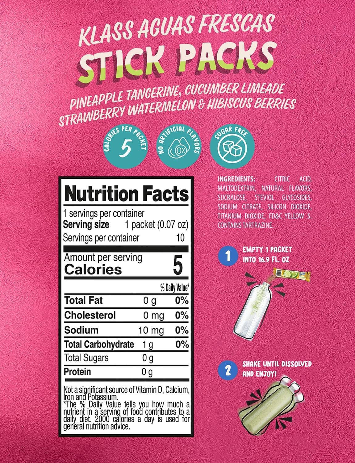 Klass aguas frescas stick pack nutrition facts and preparation instructions