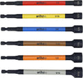 Color-coded magnetic nut setter set with hex drive tips, 6-piece SAE sizes