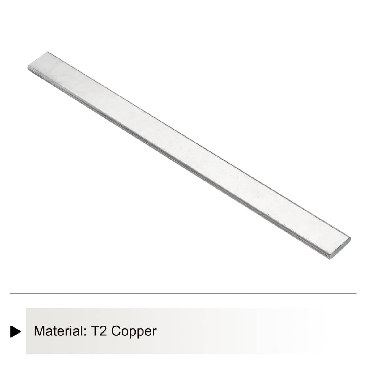 Copper flat bar with beveled end, T2 copper material.