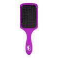 Purple paddle detangler hair brush with black bristles