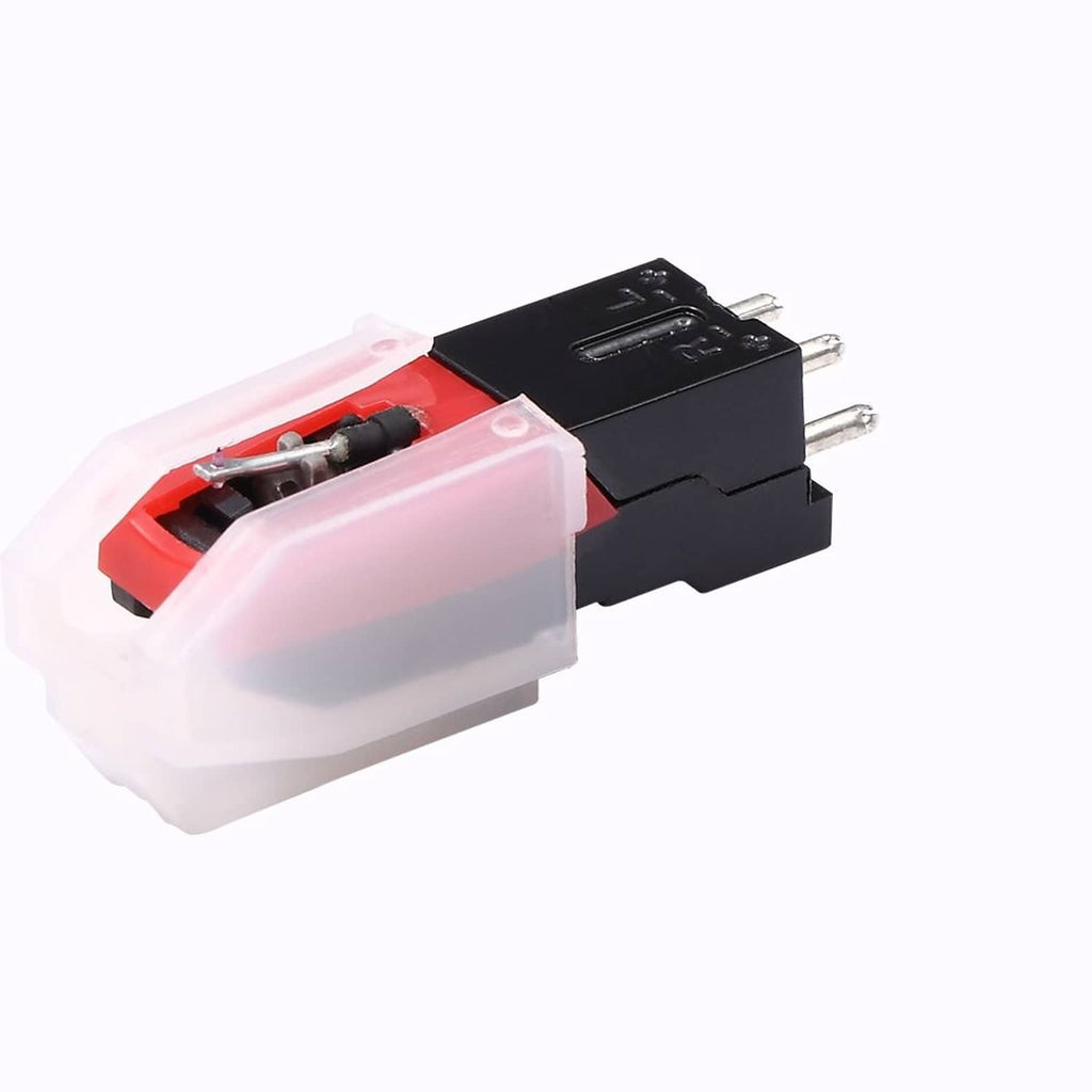 Turntable cartridge housings, one red with clear cover and one black with pins