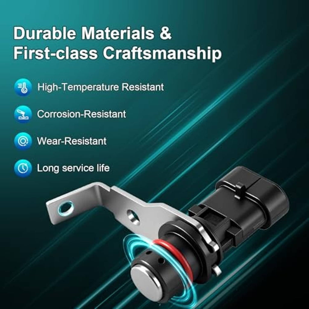Crankshaft position sensor close-up showing durable materials callouts and red seal
