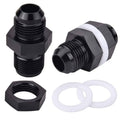 AN fuel cell bulkhead fitting adapter with PTFE washers and black hex nut
