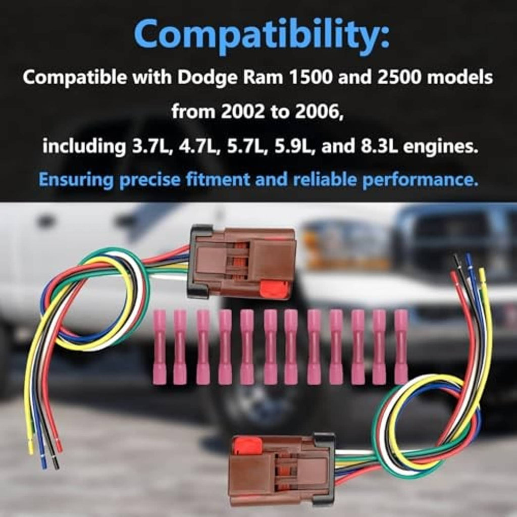 Tail light wiring pigtail harness with two brown connectors and multicolor wires, pink terminal clips