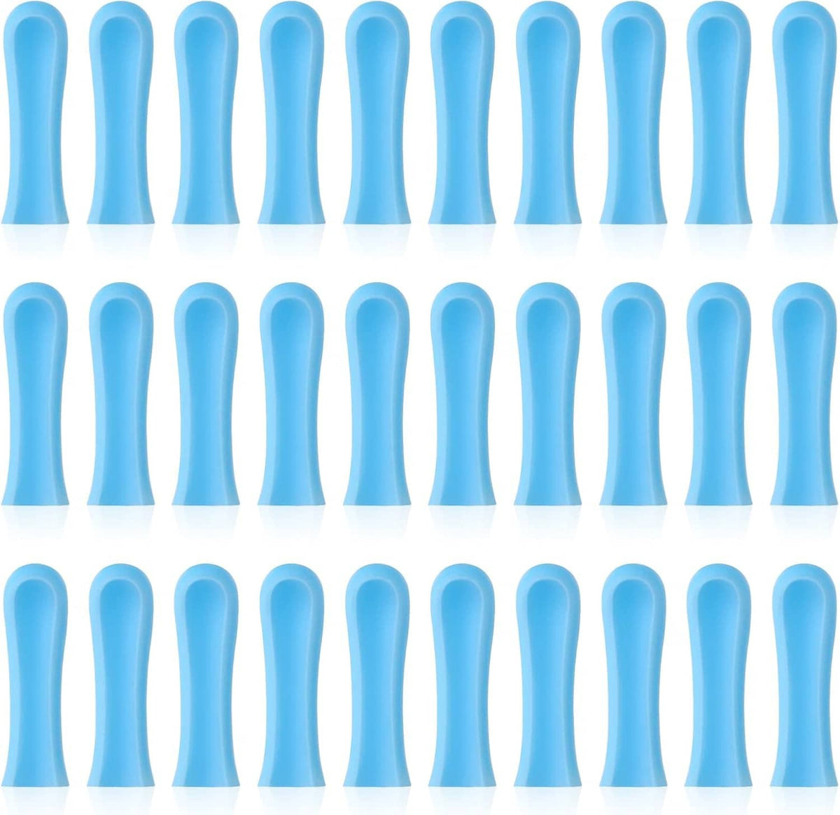 Close view of multiple blue ear swab replacement tips