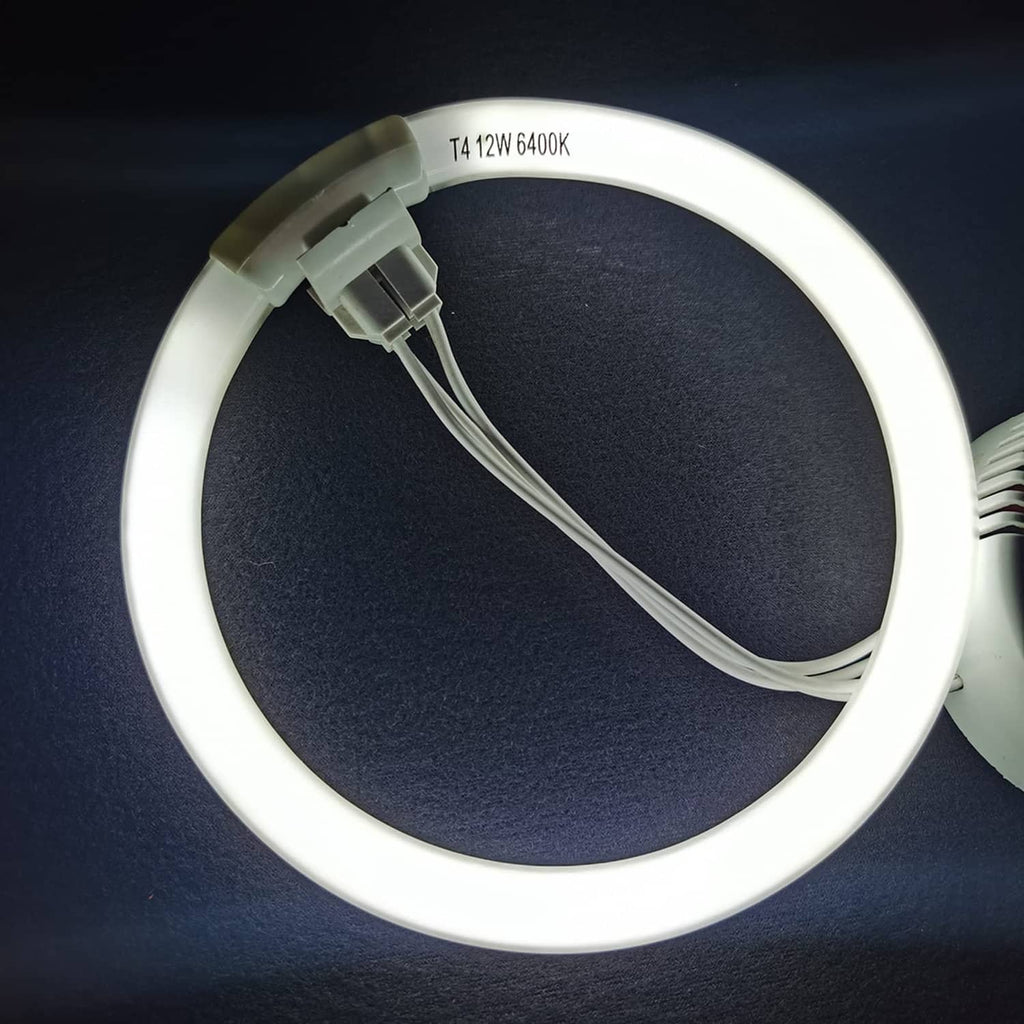 White T4 LED bulb ring with visible internal wiring and plug pins