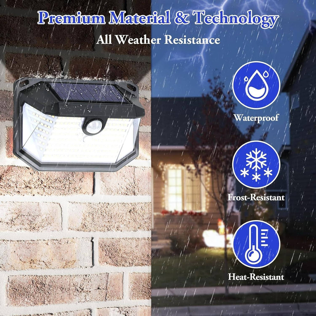 Solar wall light pair with motion sensors mounted on brick, weatherproof design