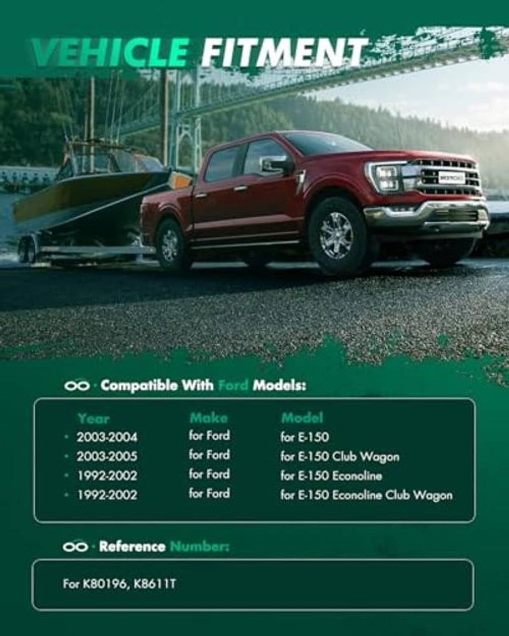 Vehicle fitment compatibility graphic for front suspension ball joint kit