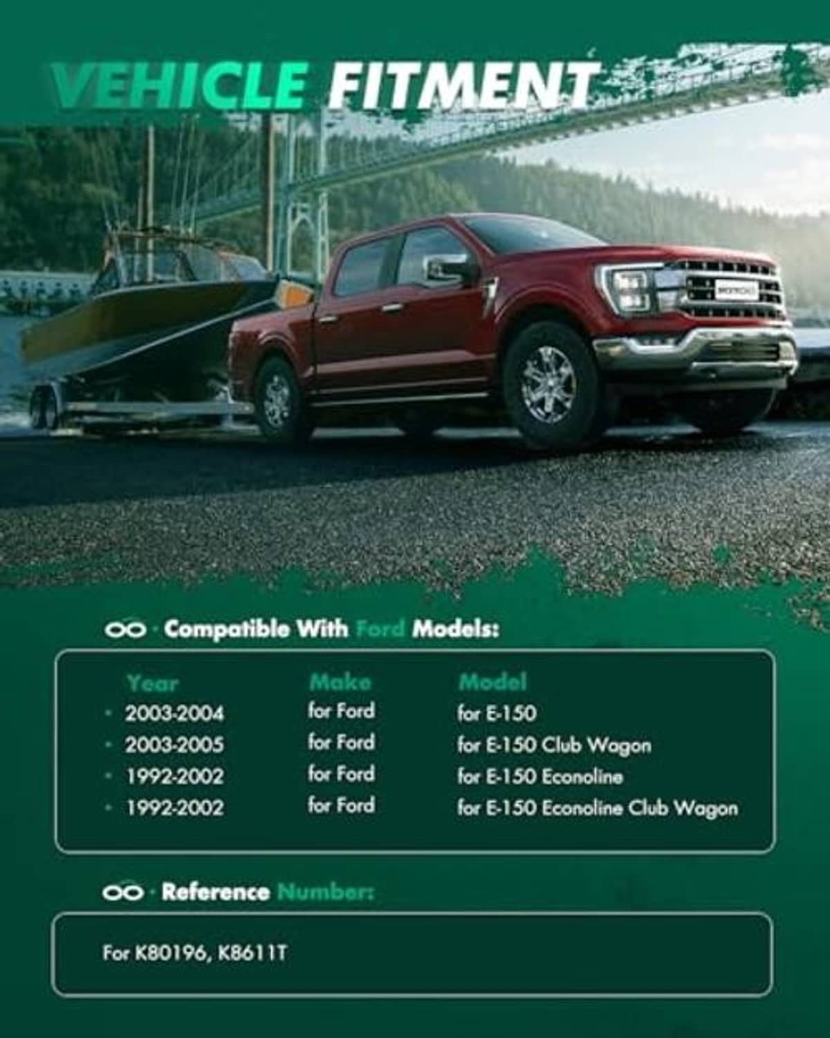 Vehicle fitment compatibility graphic for front suspension ball joint kit