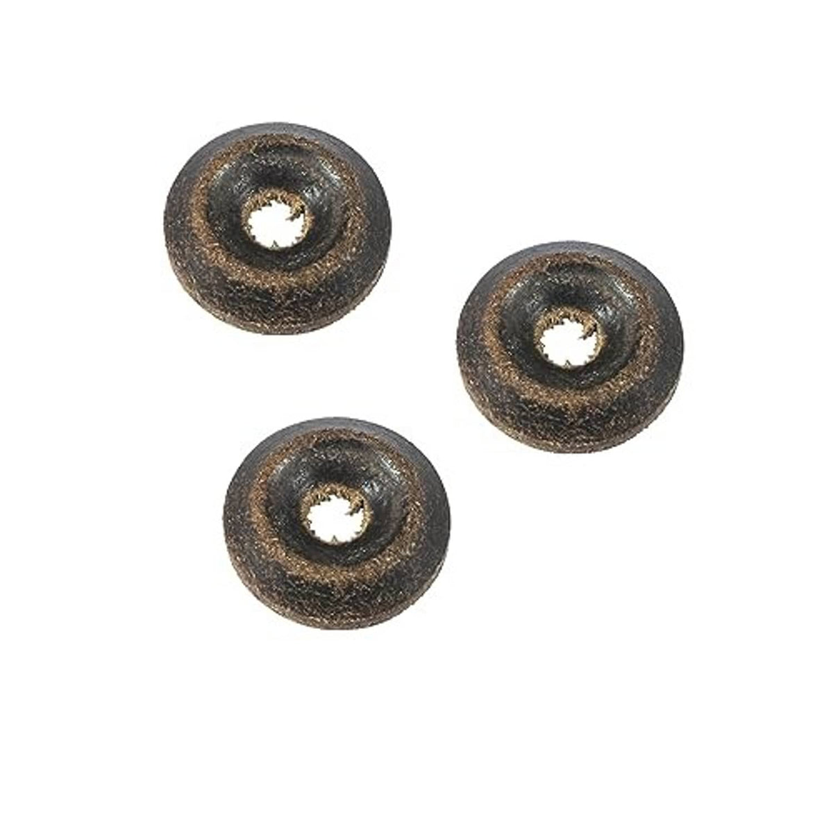 Floor jack seal kit with three bronze-toned washers with center holes