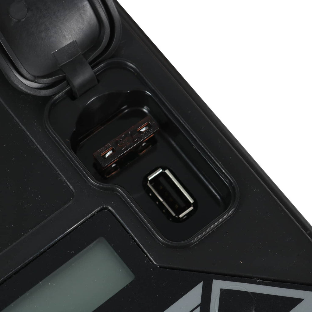 Black controller assembly with two embedded connector ports for wiring