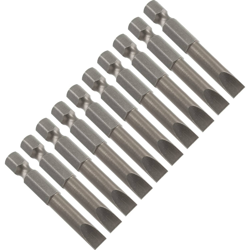 Magnetic flat-head slotted bits, S2 steel, SL6.0, 10-pack