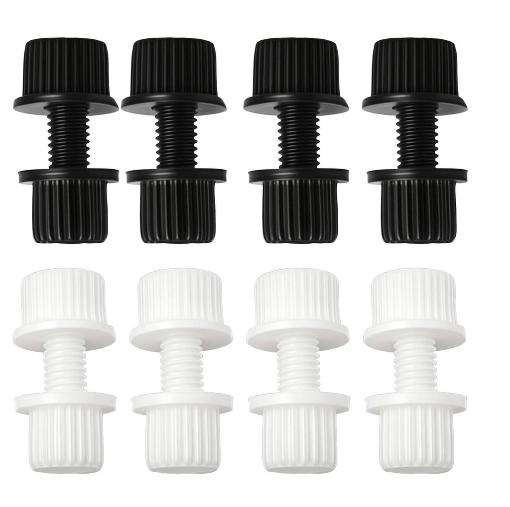 Nylon license plate screw caps and bolts, 4 black and 4 white pieces