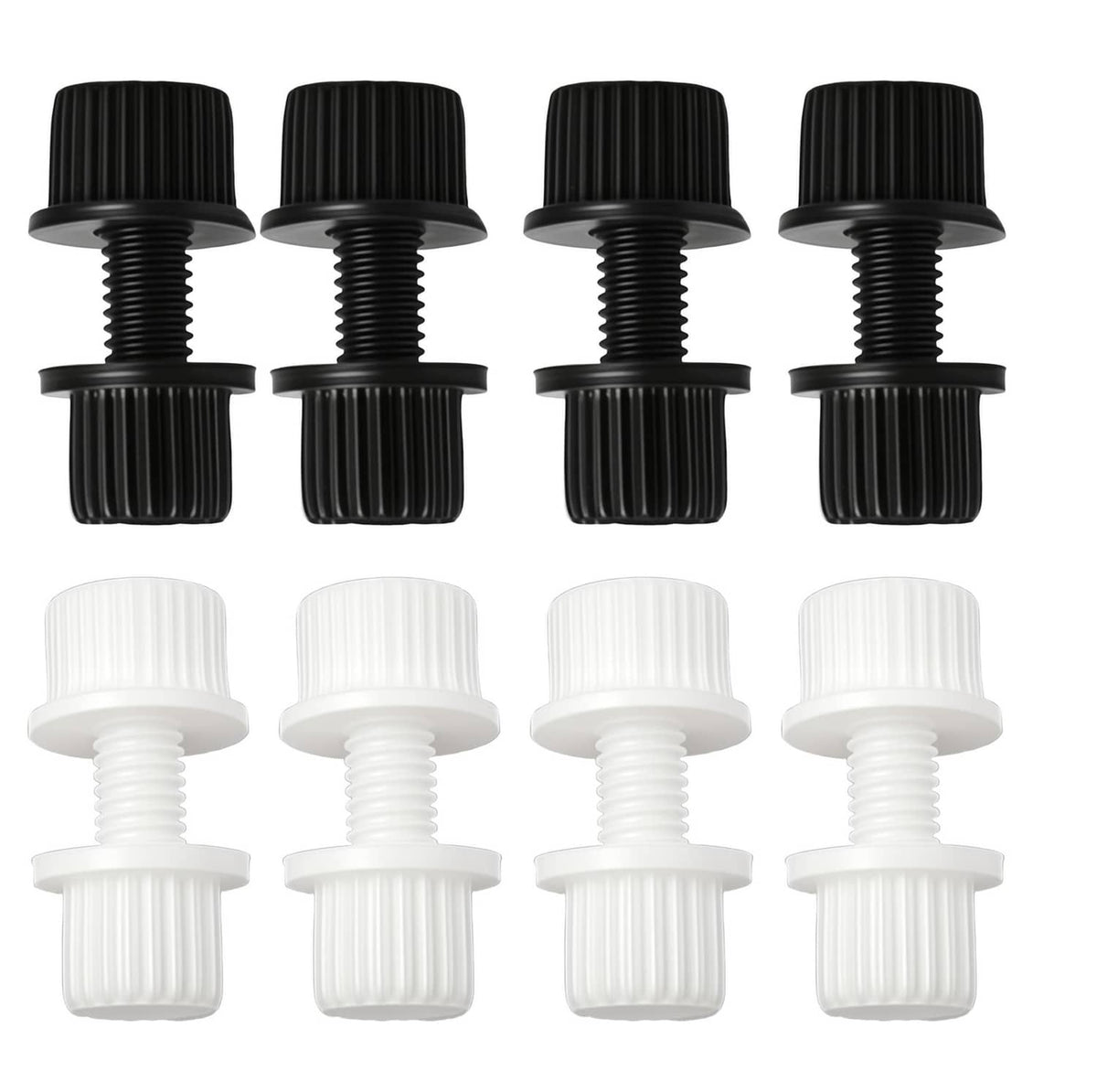 Nylon license plate screw caps and bolts, 4 black and 4 white pieces