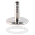 Stainless sanitary Tri Clamp to barb adapter fitting with flat base and gasket