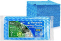 Reusable blue cleaning cloths stacked in a retail package.