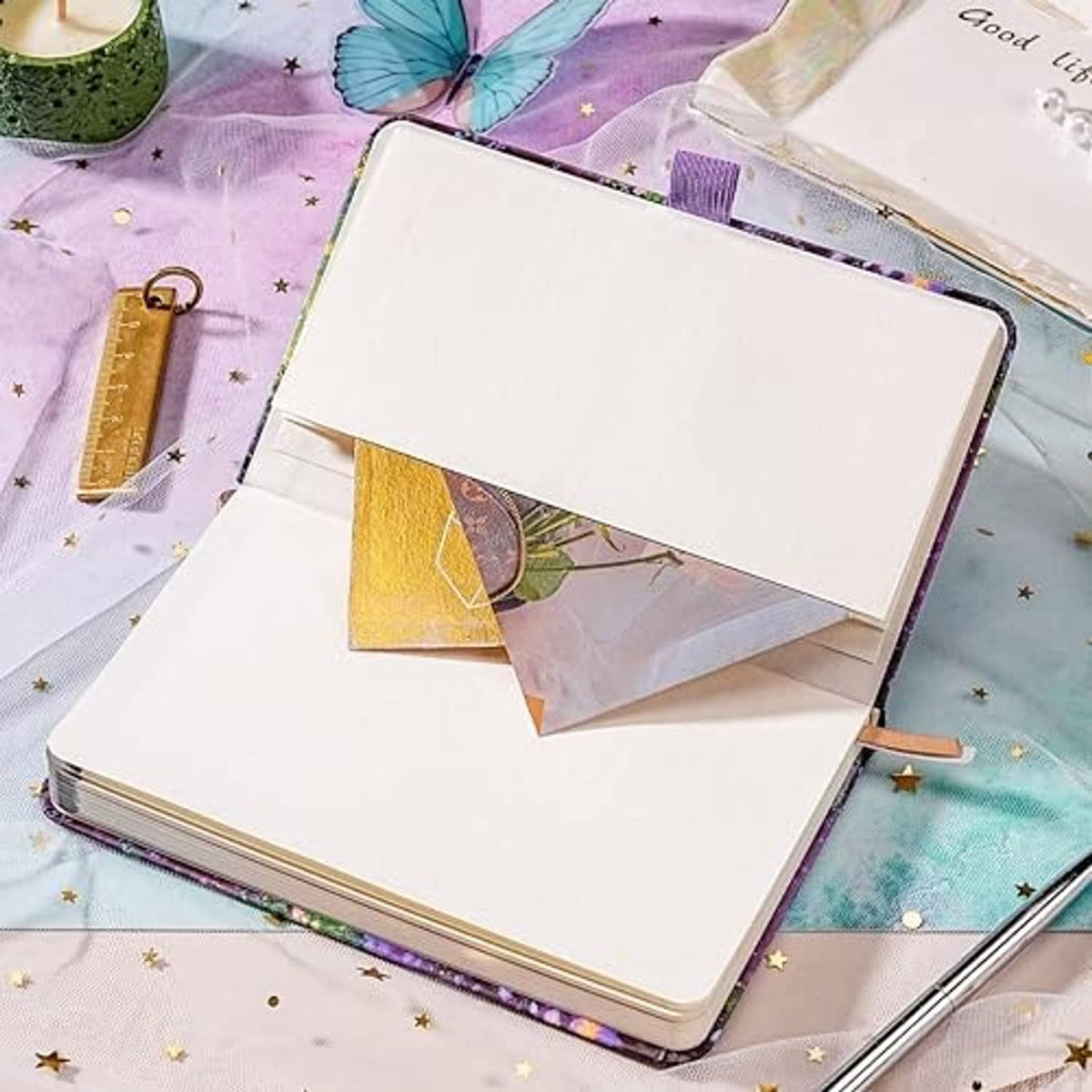 Pocket calendar 2026-2029 closed with attached pages and decorative cover trim