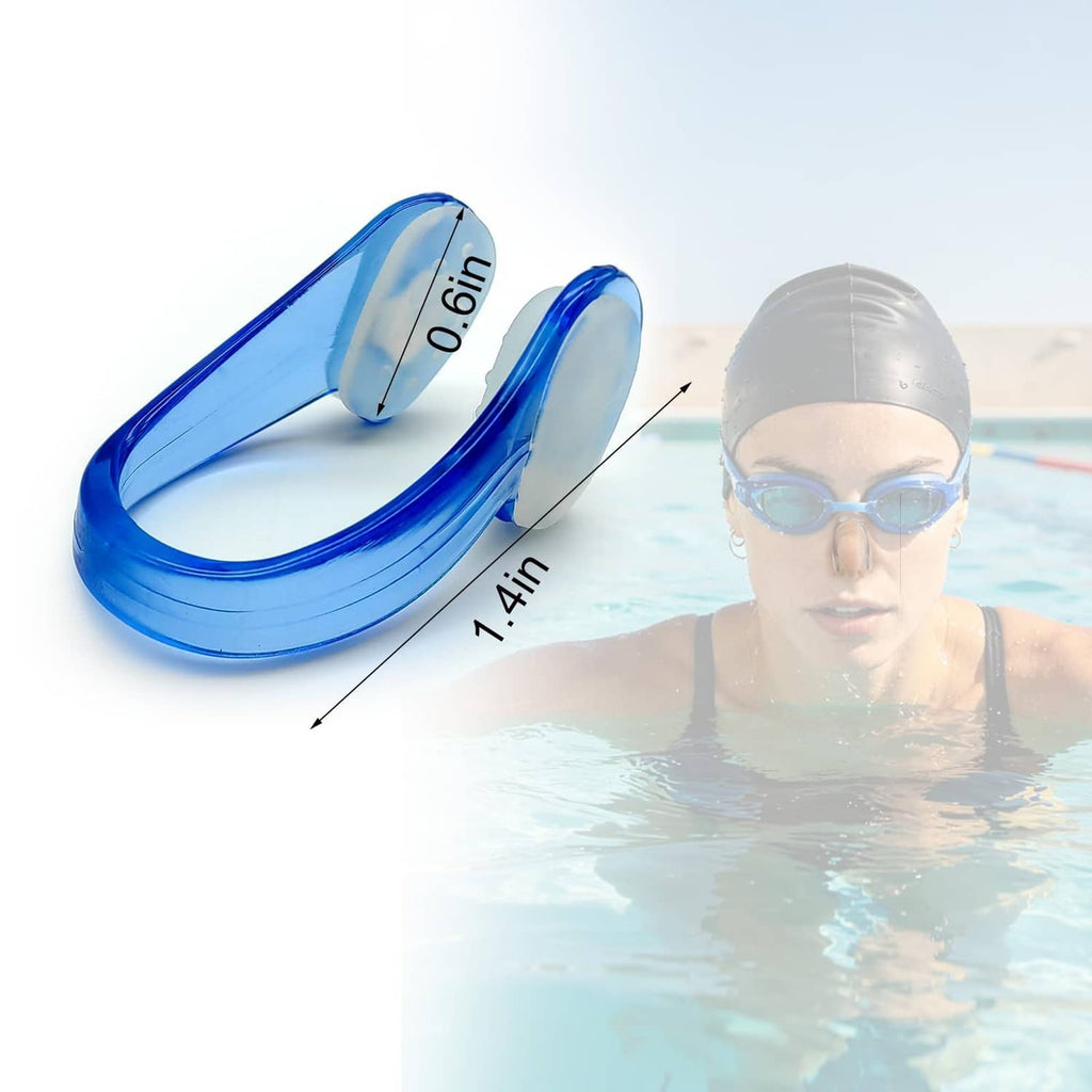 Blue silicone swimming nose clip with contoured oval shape for comfortable fit