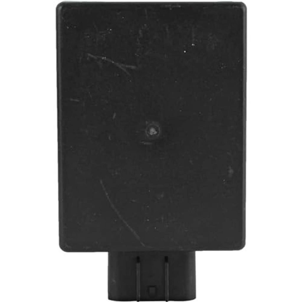 Black CDI ignition module back panel with small emblem and bottom pin tabs