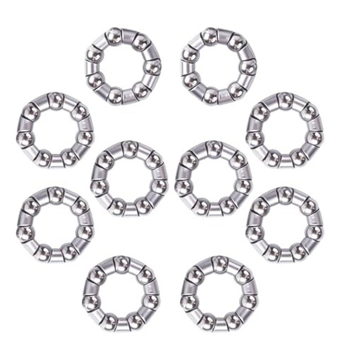 Bicycle hub ball bearing rings set, chrome silver round cages with metal balls