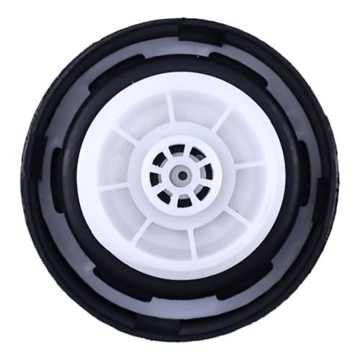 Round fuel tank gas cap with white inner ring and black outer housing