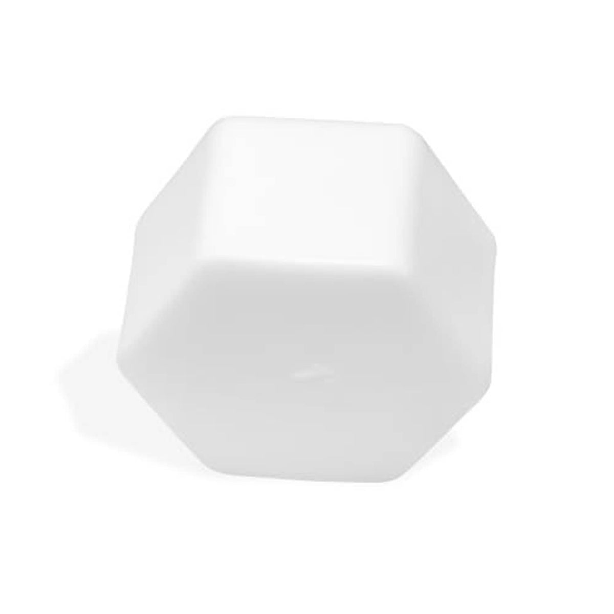White PVC hex pipe end cap plug, flat end face with closed exterior