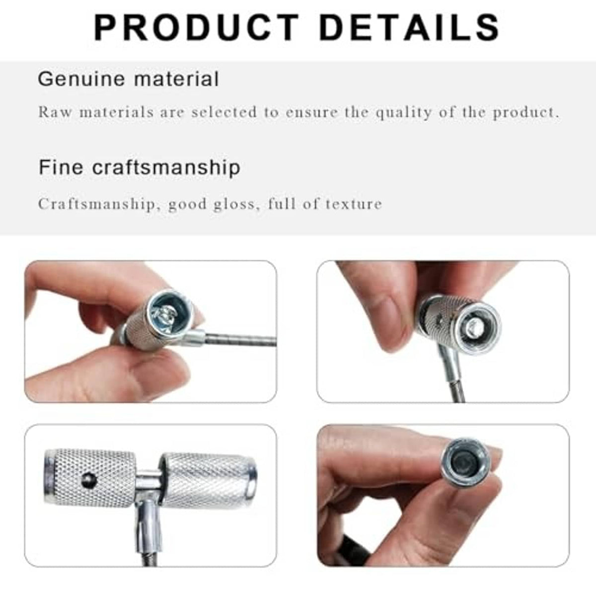 Metal valve puller tool head with textured knurled grip and threaded socket