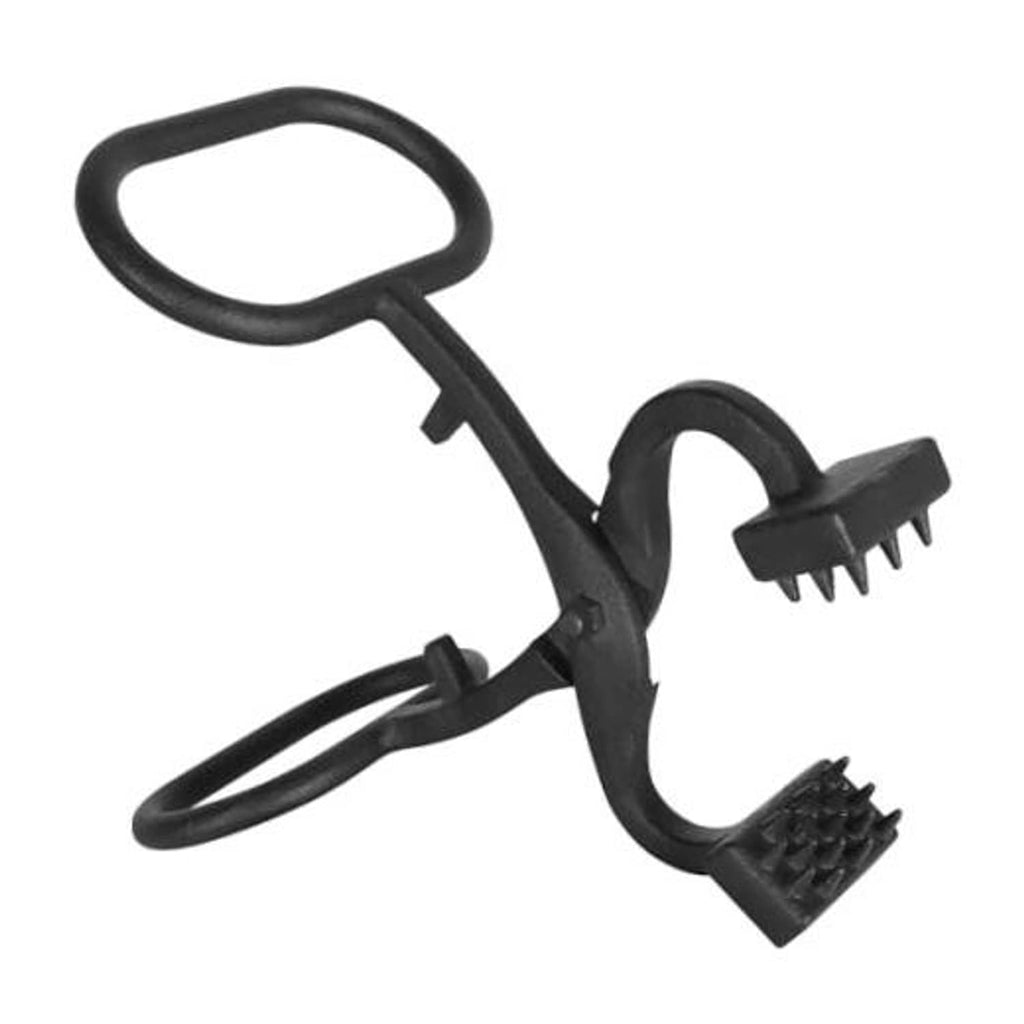 Claw hide puller tool with loop handles and serrated gripping teeth on both ends