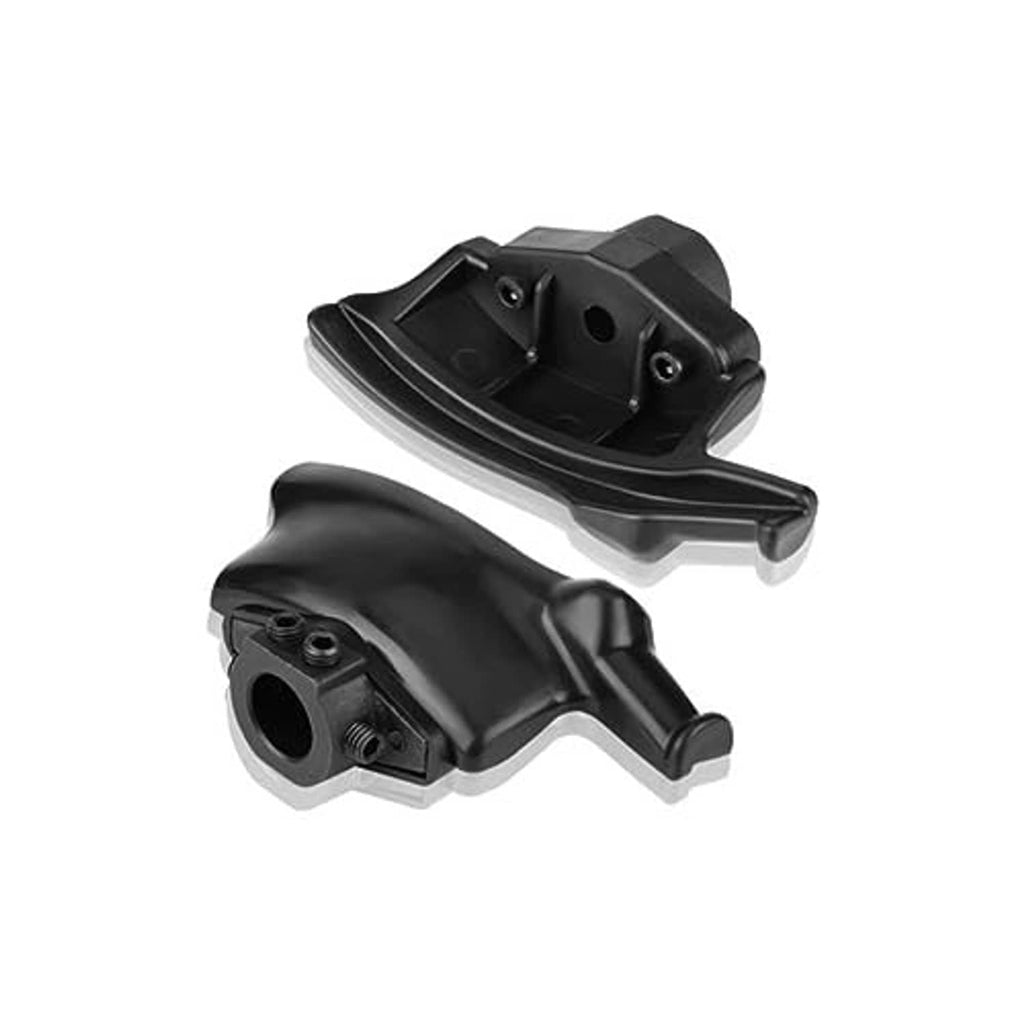 Black tire changer duck head with curved lever and circular mounting port