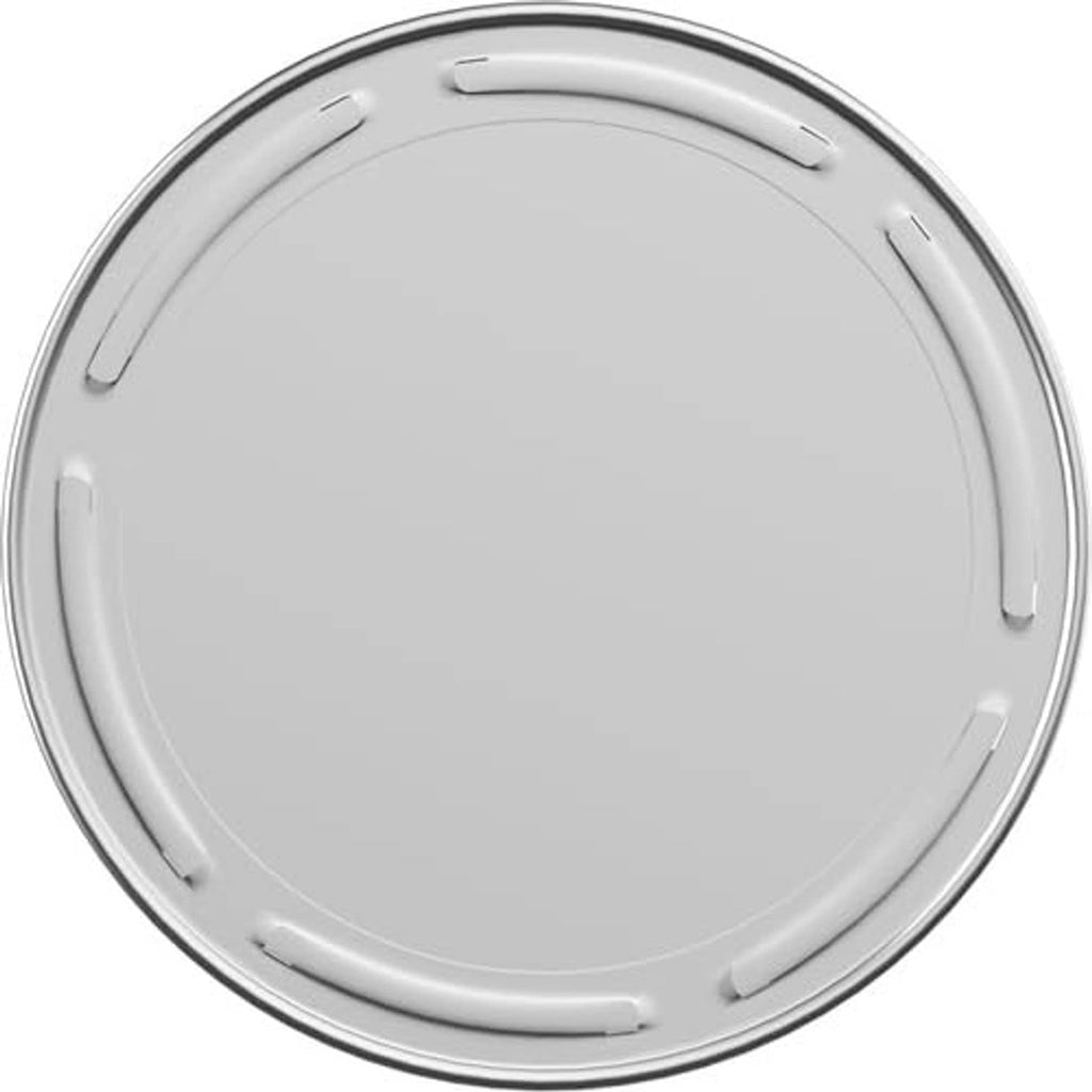 Silver metal can lid with ridged edges